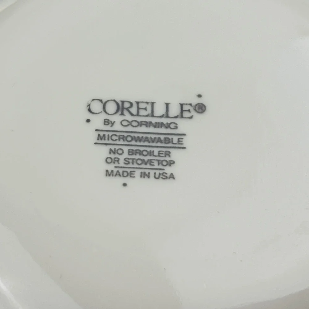Corelle English Breakfast 5 Dessert Bowl Set‎ Blue Pink Rim Band Fruit Sauce